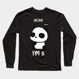 Kids 8 Year old Girl Birthday Shirt Bday Panda Lover Gift Long Sleeve T-Shirt